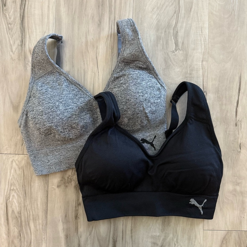 Puma Sports Bra Bundle Gray and Black Active Medium Support Women’s Size Small